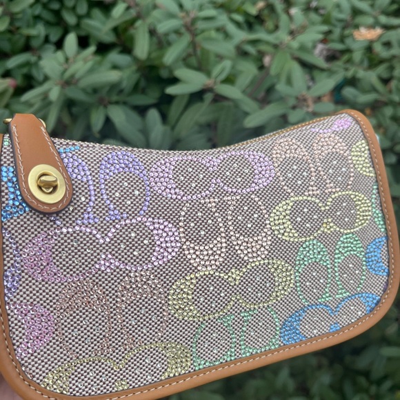 Coach Swinger Bag 20 With Chain In Crystal Signature Jacquard - Picture 2 of 12